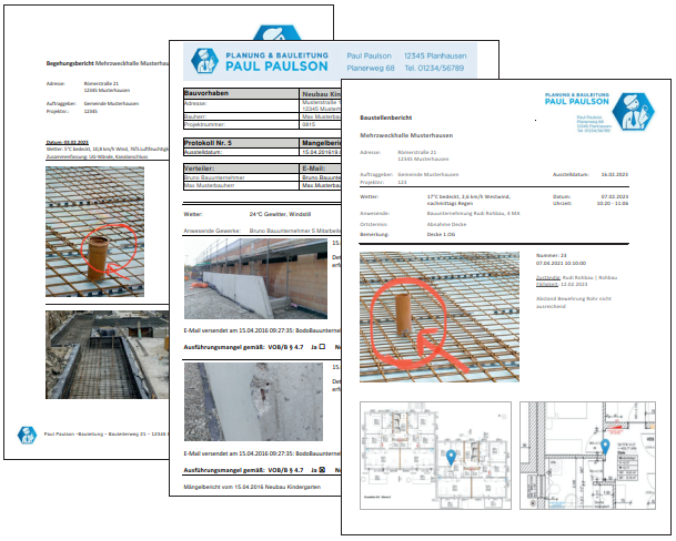 Baudokumentation - Mit einem Klick erstellen Sie nun Baustellenberichte und Ihr Bautagebuch